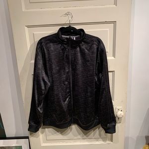 Adidas grey and black striped track suit top